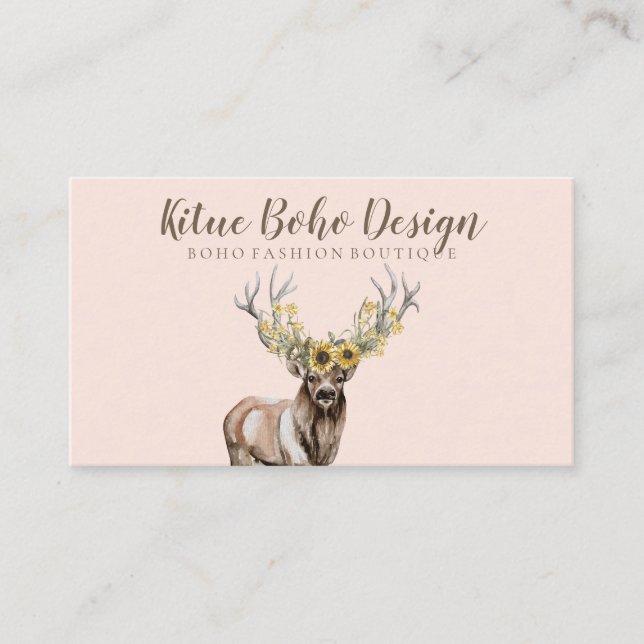 Sunflower Antler Deer Horn Business Card (Front)