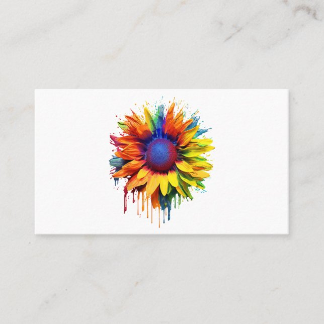 Sunflower Art Abstract Flower Painting Artwork Sun Business Card (Front)
