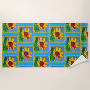 Sunflower "Art by Kids" Beach Towel