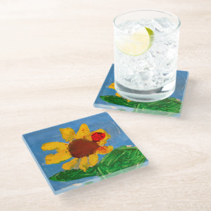 Sunflower "Art by Kids" Glass Coaster