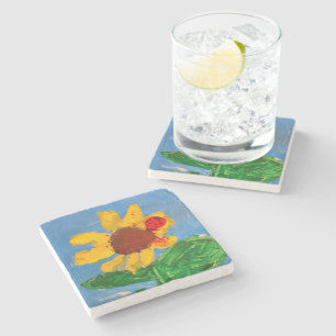 Sunflower "Art by Kids" Stone Coaster