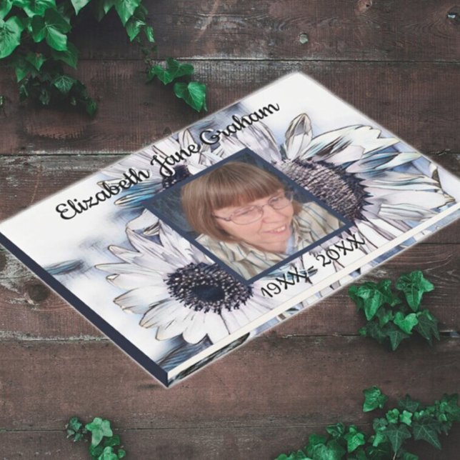 Sunflower Art in Blue and White | Photo | Funeral  Guest Book (Creator Uploaded)