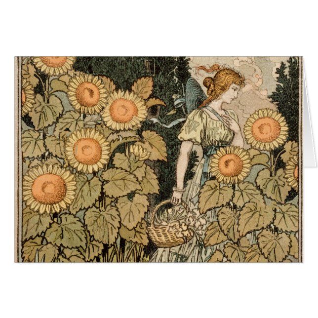 Sunflower Art Nouveau Garden Grasset Woman (Front Horizontal)