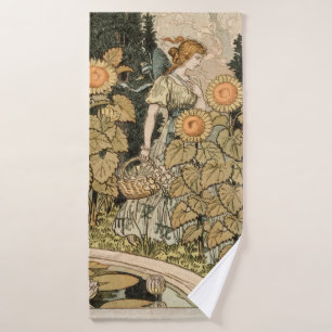 Sunflower Art Nouveau Garden Grasset Woman Bath Towel Set