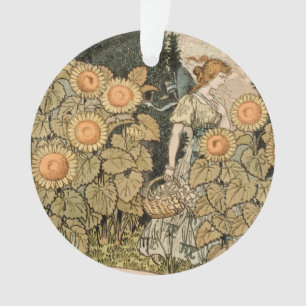 Sunflower Art Nouveau Garden Grasset Woman Ornament
