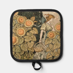 Sunflower Art Nouveau Garden Grasset Woman Pot Holder