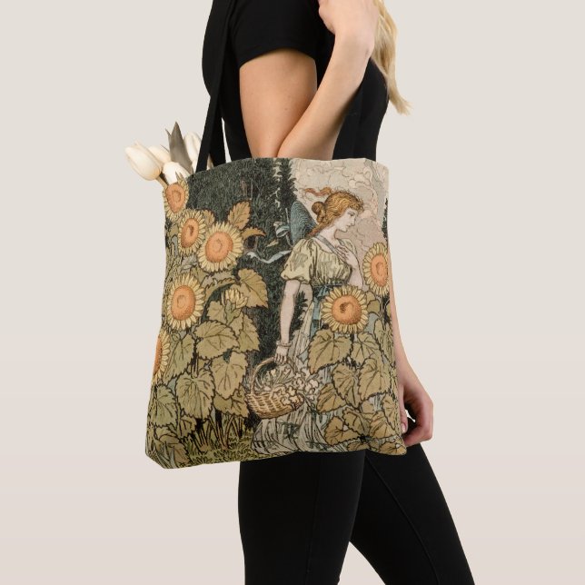 Sunflower Art Nouveau Garden Grasset Woman Tote Bag (Close Up)