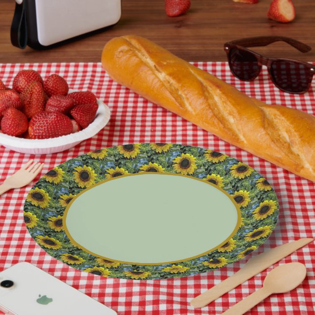 Sunflower Art Paper Plate (Picnic)