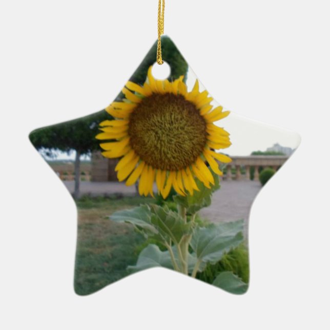 Sunflower Art Print Ceramic Ornament (Front)