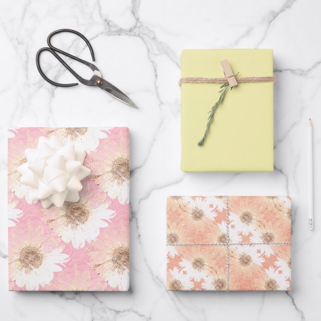 Sunflower Art Sunset Wrapping Paper Sheets (Front)