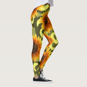 sunflower assorted flowers long leggings teenager