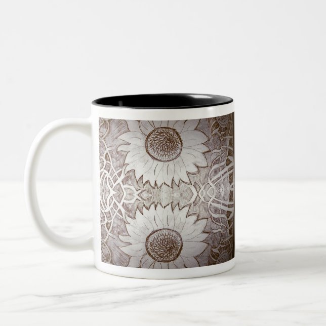 sunflower at home Two-Tone coffee mug (Left)