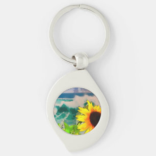 Sunflower at the Beach Key Ring