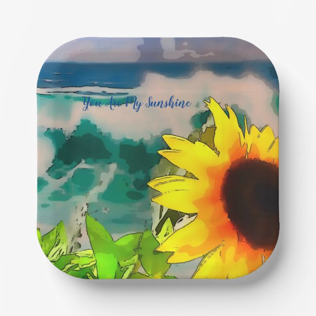 Sunflower at the Beach  you are my sunshine    Paper Plate (Front)