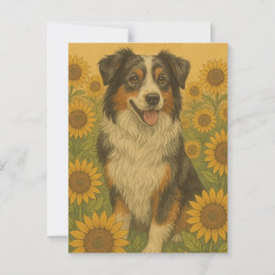 Sunflower Australian Shepherd                      Postcard