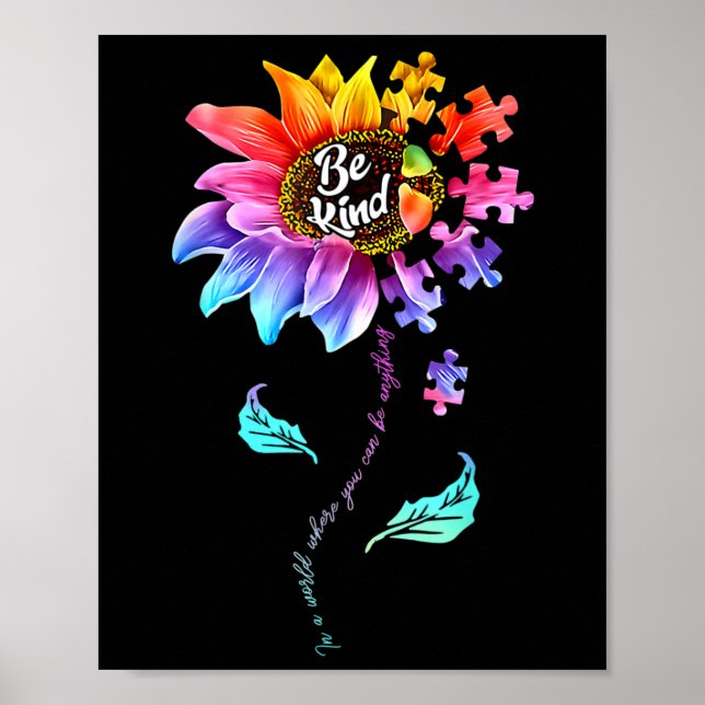 Sunflower Autism Awareness Be Kind Puzzle Mum Supp Poster (Front)