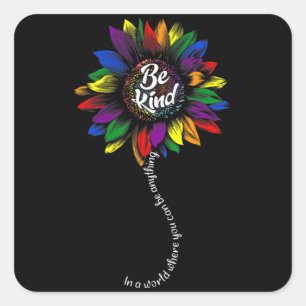 Sunflower Autism Awareness Be Kind Puzzle Mum Supp Square Sticker