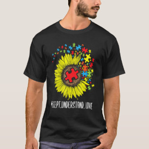 Sunflower Autistic Puzzle Pieces Autism Awareness T-Shirt