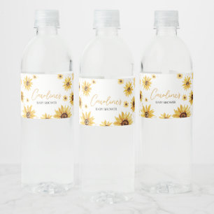 Sunflower Autumn Baby Shower Water Bottle Label