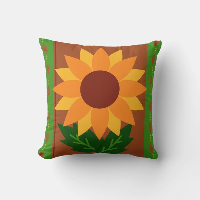 Sunflower autumn- fall colours cushion (Front)