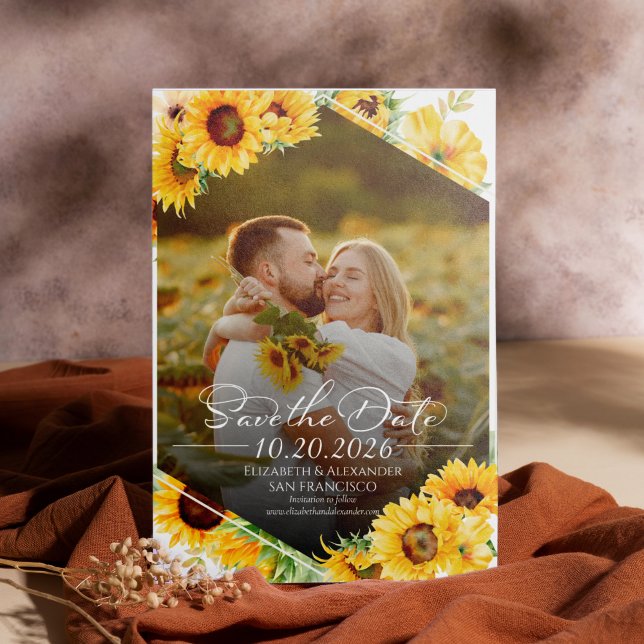 Sunflower Autumn Fall Photo Wedding Save the Date Invitation (Creator Uploaded)