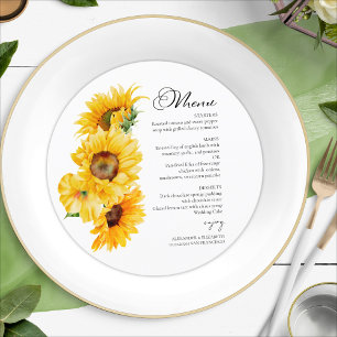 Sunflower Autumn Fall  Wedding Menu Card