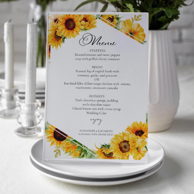 Sunflower Autumn Fall Wedding Menu Card (Creator Uploaded)