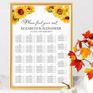 Sunflower Autumn Fall Wedding Seating Chart