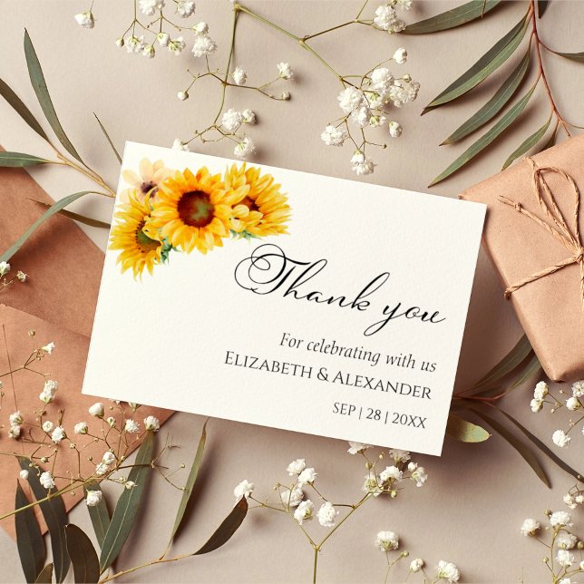 Sunflower Autumn Fall Wedding Thank You Cards (Creator Uploaded)
