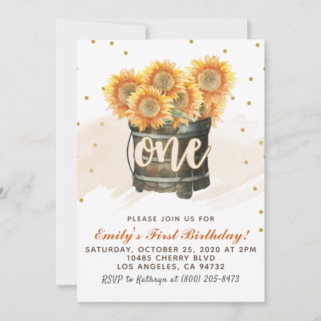 Sunflower Autumn First Birthday Invitation (Front)