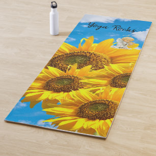 Sunflower Baby Angel Floral  Yoga Mat