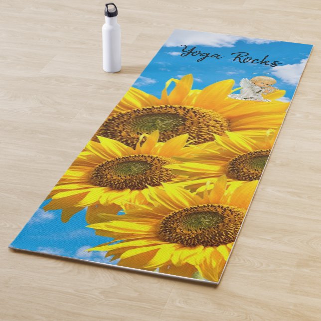 Sunflower Baby Angel Floral  Yoga Mat (In Situ)