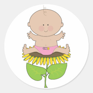 Sunflower Baby Girl Classic Round Sticker