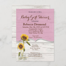 Sunflower Baby Girl Shower Whitewashed Barn Wood