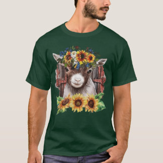 Sunflower Baby Goat Farmlife Cute Farm Animal T-Shirt