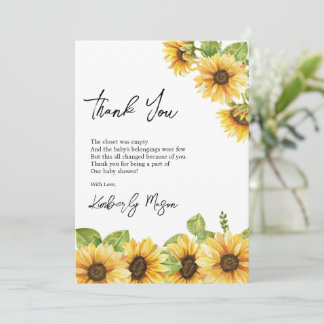 Sunflower | Baby in Bloom Baby Shower Thank You Card