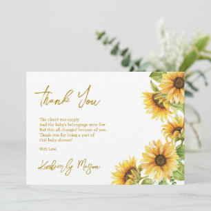 Sunflower Baby in Bloom Baby Shower Thank You Card