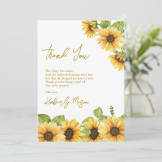 Sunflower | Baby in Bloom Baby Shower Thank You Card