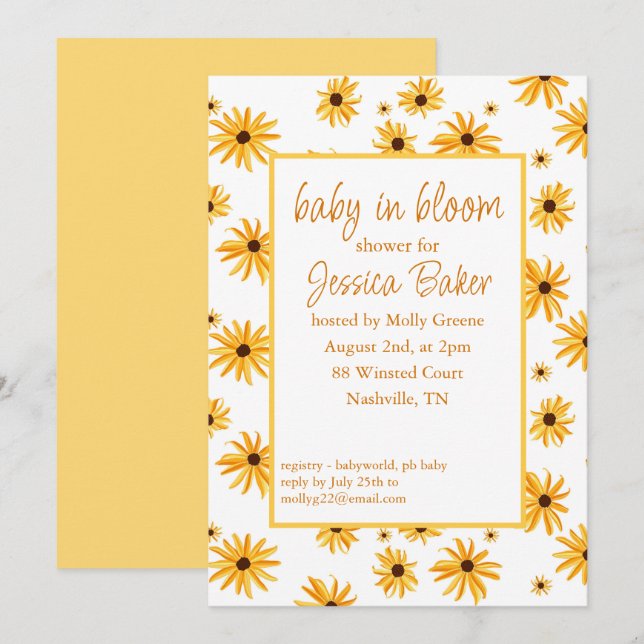 Sunflower Baby in Bloom Shower Invitation (Front/Back)
