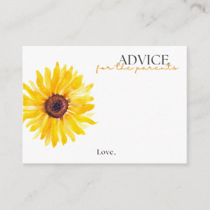 Sunflower Baby Shower Advice Card   Floral Advice
