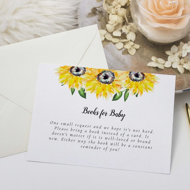 Sunflower Baby Shower Book Request Card  Elegant (Creator Uploaded)