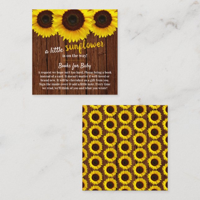 Sunflower Baby Shower Book Request Enclosure Card (Front/Back)