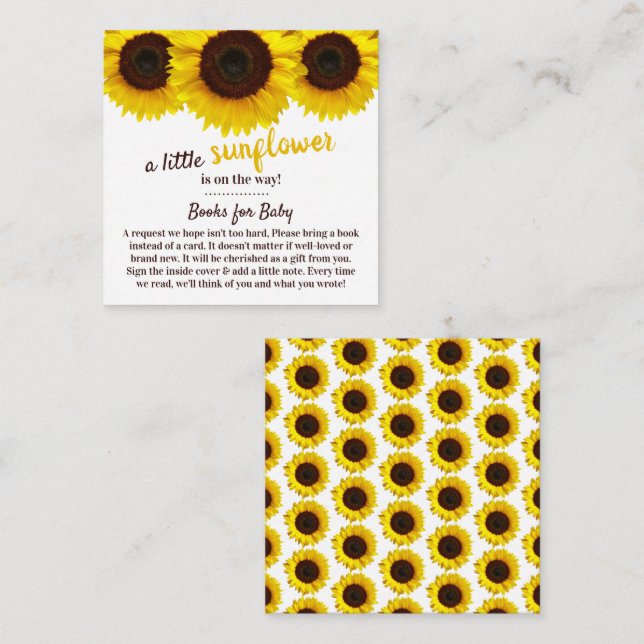 Sunflower Baby Shower Book Request Enclosure Card (Front/Back)
