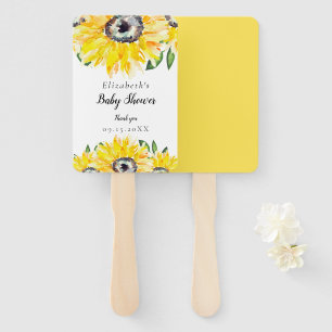 Sunflower Baby Shower Chic Watercolor Floral  Hand Fan