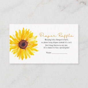 Sunflower Baby Shower Diaper Raffle Enclosure Card