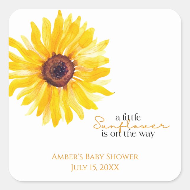 Sunflower Baby Shower Favor Stickers (Front)