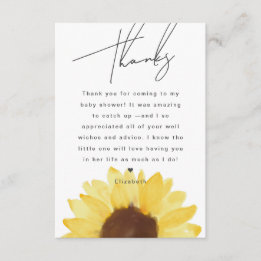 Sunflower Baby Shower Floral Thank You Card