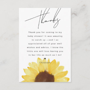 Sunflower Baby Shower Floral Thank You Card