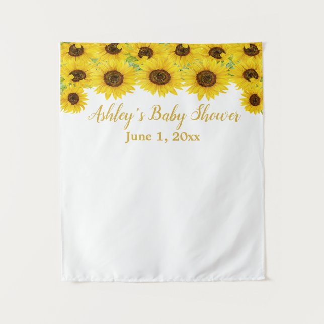 Sunflower Baby Shower for her Photo Booth Prop Tapestry (Front)