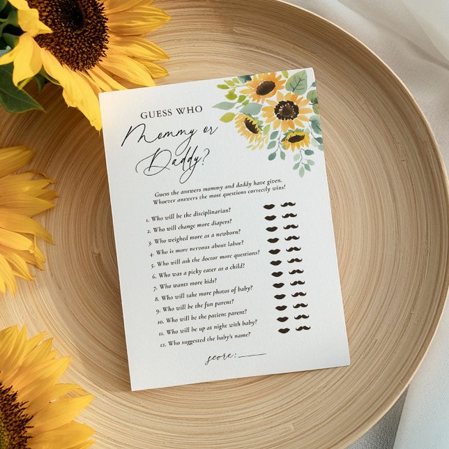 Sunflower Baby Shower Guess Who Mummy or Daddy Invitation (Creator Uploaded)
